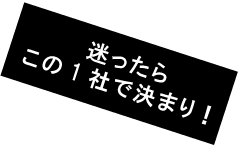 迷ったらこの1社で決まり！